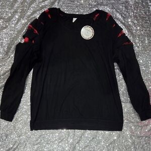 Black and Red Long Sleeve Women's Top